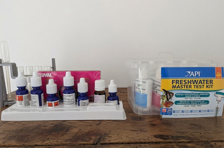 The Fluval and API master test kits side by side