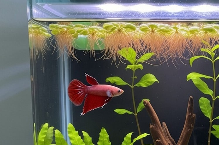 my betta maximus enjoying his nano aquarium tank